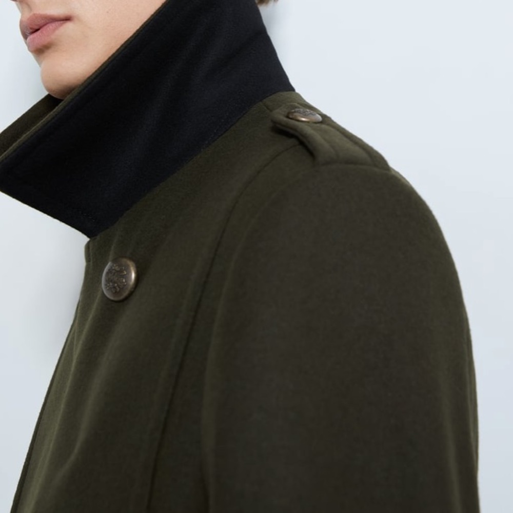 ZARA COAT WITH CONTRAST COLLAR - Picture 8 of 10